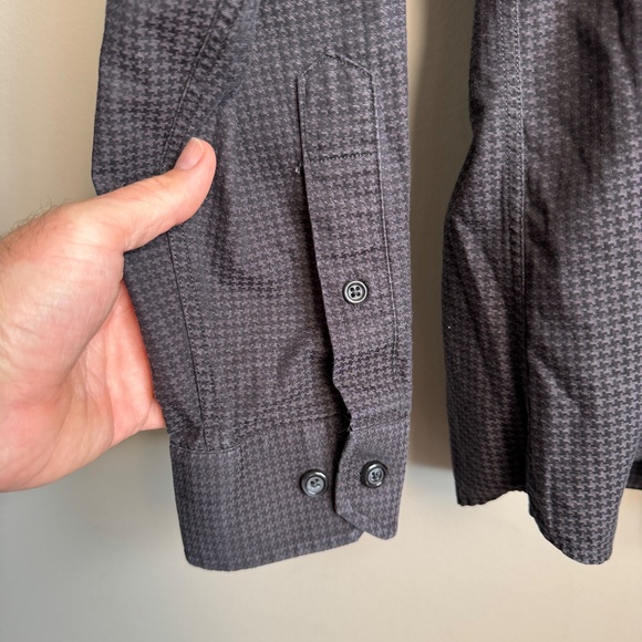 Lipson‎ Contemporary Long Sleeve Casual Dress Shirt Gray/Black Size L Flip Cuffs - Picture 2 of 16